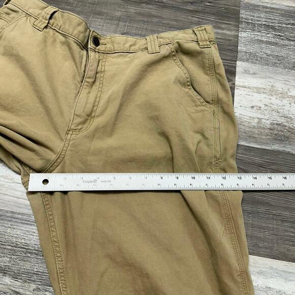 Carhartt Rugged Flex Khaki Tan Mens 37x30 Relaxed Fit‎ Straight Canvas Work Pant - Picture 10 of 12